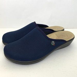 Fly Flot Mesh Slip On Clogs Slides Mules Shoes Navy Blue EU 39 US 8 Made Italy